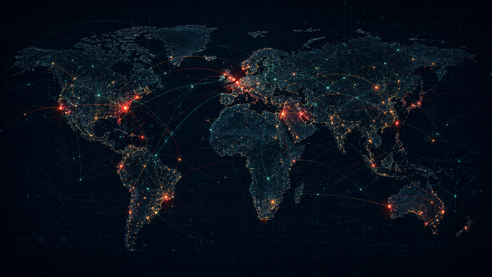 Dark global threat map with highlighted activity clusters